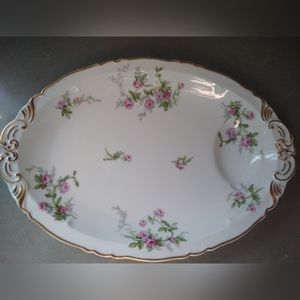 Haviland Limoges SYLVIA White Vintage China Gold Trim 14" Platter with Well